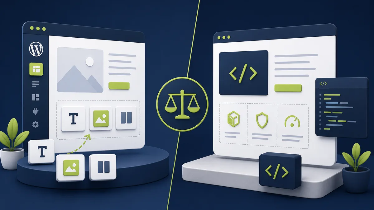 Illustration WordPress versus individuelles Webdesign
